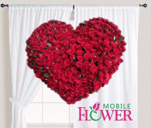 100 red roses heart shape basket / mobile flower pune